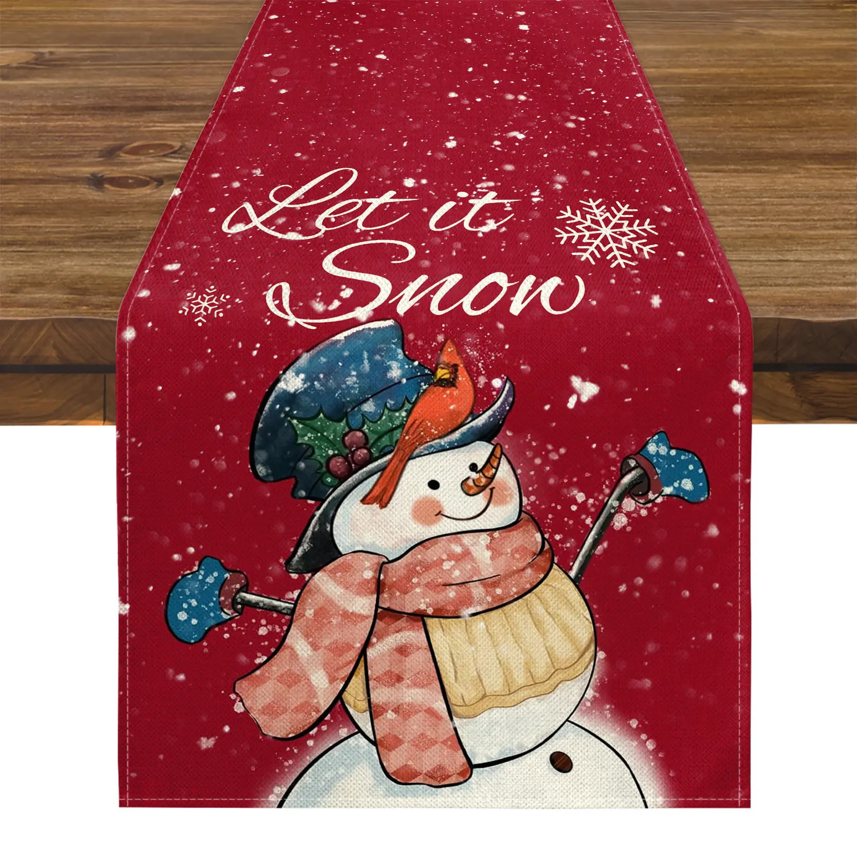 

Зимнее украшение для стола Let it Snow Table Runner с принтом, рождественский настольный флаг, праздничное украшение, рождественское украшение стола