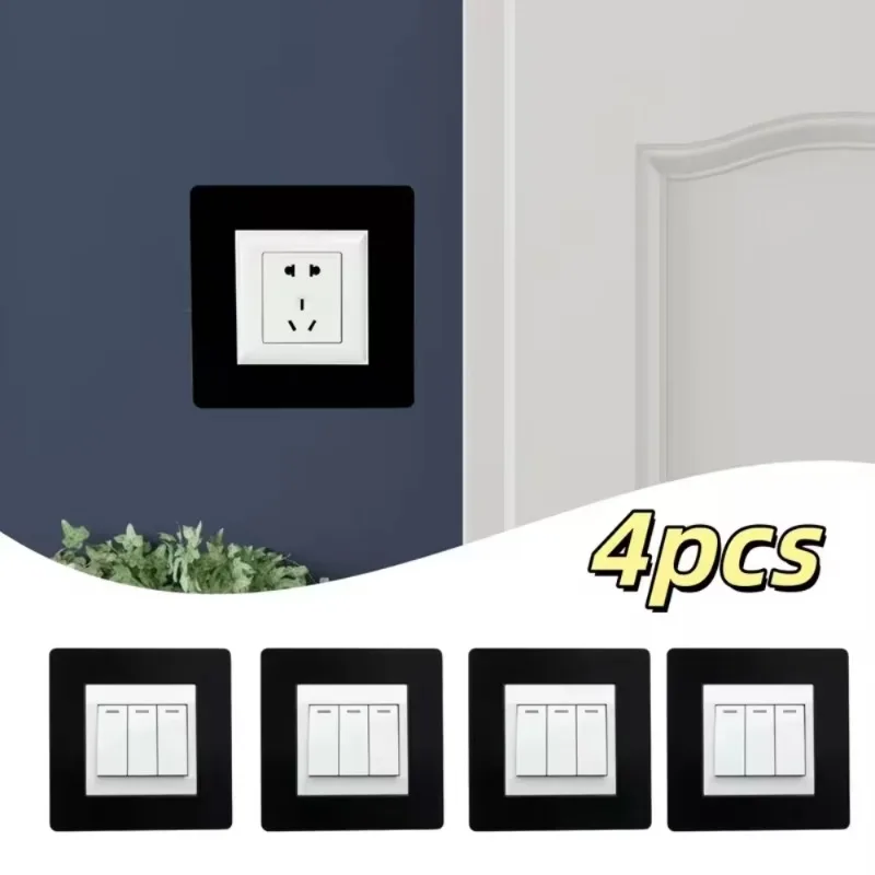 4pcs Decorative Mirror Finish Switch Frame, Wall Plate Cover Surround, Decor Accent for Home Interior Wall Electrical Fixtures