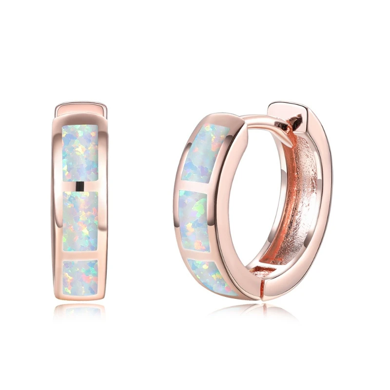 High-end Light Luxury Style Geometric Australian Treasure Multi-color Ear Buckle Women's Temperament Versatile Small Accessory