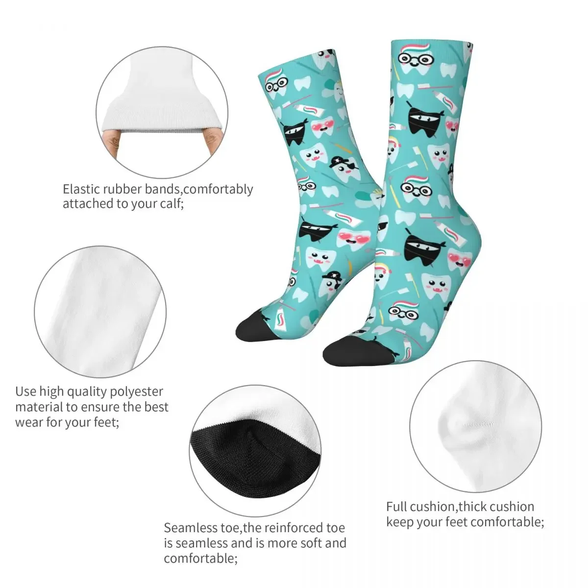 Cute Pediatric Dental Practice Tooth Teeth Socks Men's Women's Funny Happy Socks Harajuku Spring Summer Autumn Winter Socks Gift