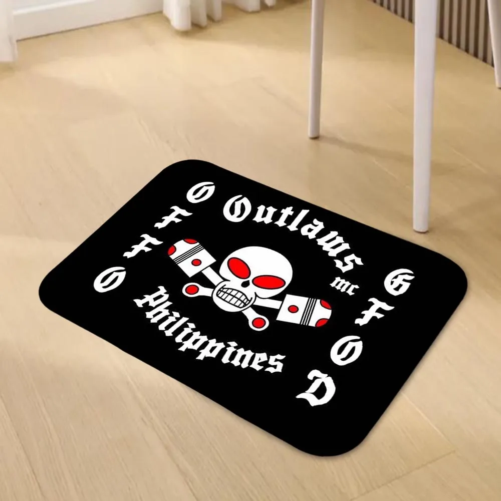 Skull and Crossbones Door Mat God Forgives Outlaws Don't Anti Slip Rug for Home Decor