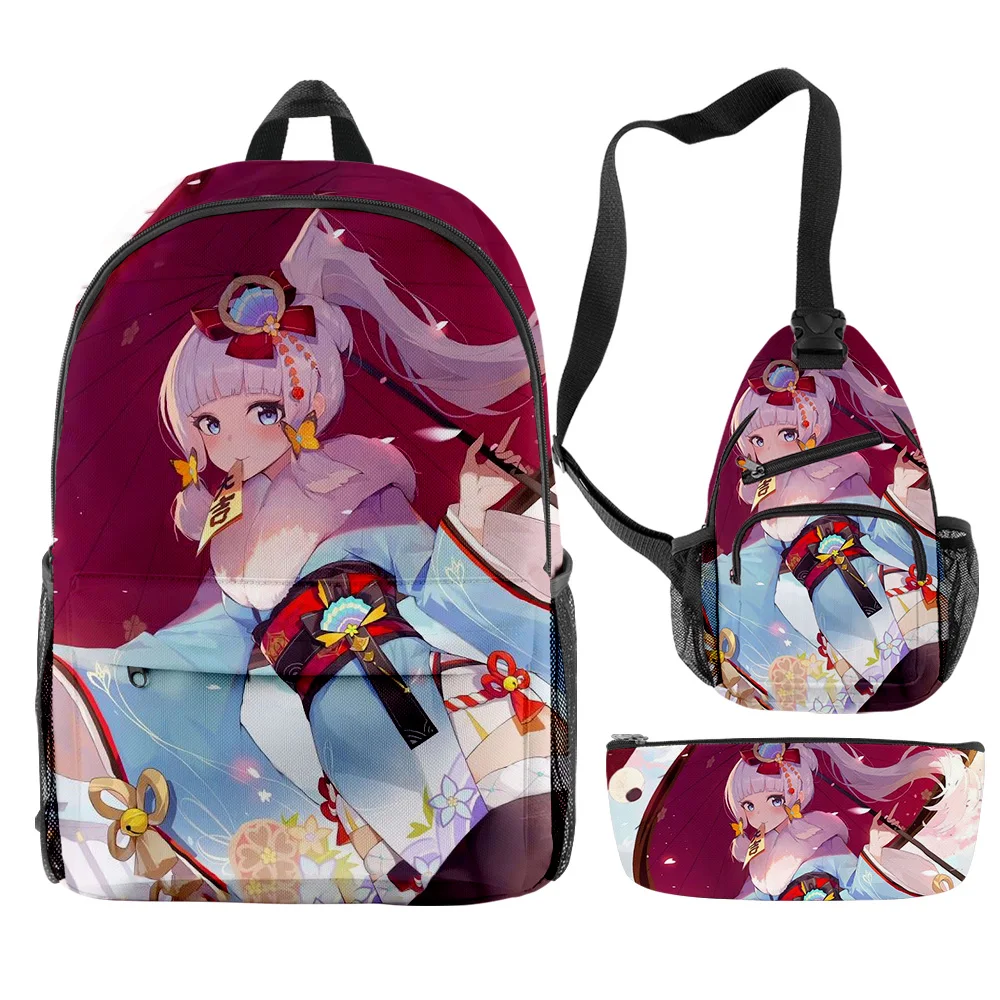 

Classic Popular Genshin Impact Kamisato Ayaka 3D Print 3pcs/Set pupil School Bags Travel Laptop Backpack Chest Bag Pencil Case