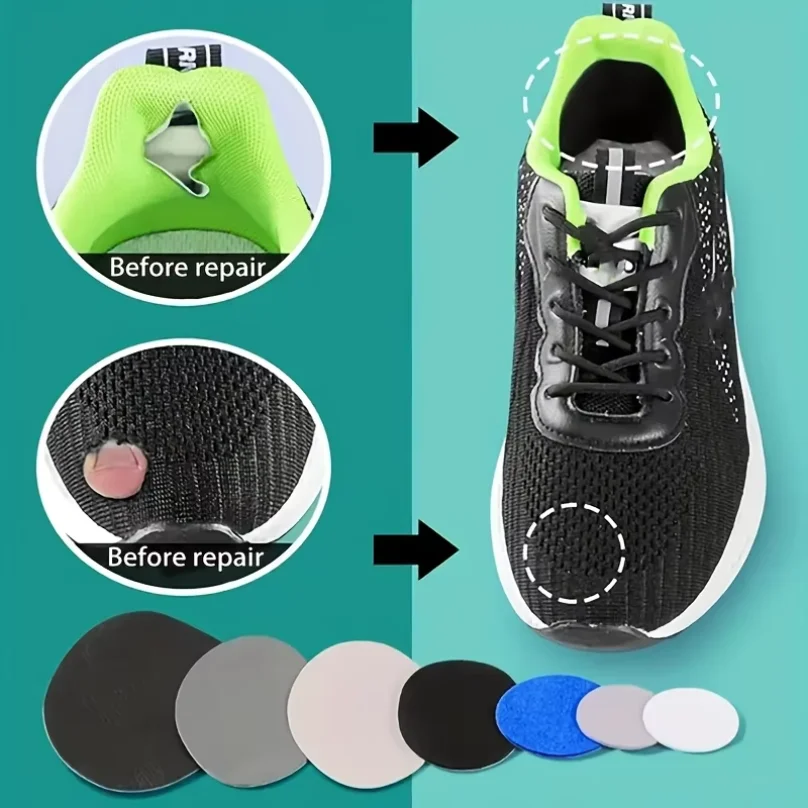 6PCS Shoe Patch Self-adhesive Sneaker Hole Upper Damaged Repair Mesh Shoe Lining Shoe Hole Patch Patch embroidery patch
