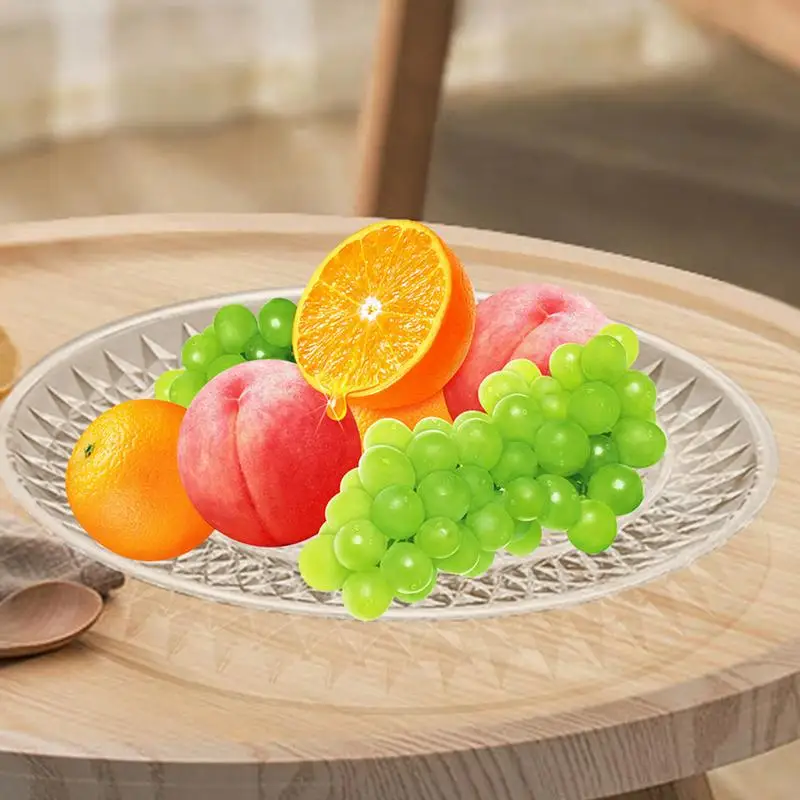 15/20/30cm Acrylic fruit plate Elegant Round Fruit Trays Snack Serving Fruit Plate Versatile Food Tray for Home & Kitchen