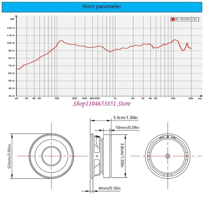 52mm Sound Woofer Component 4Ohm 4Ω 5Watt 5W 2inch Round Bass Loudspeaker