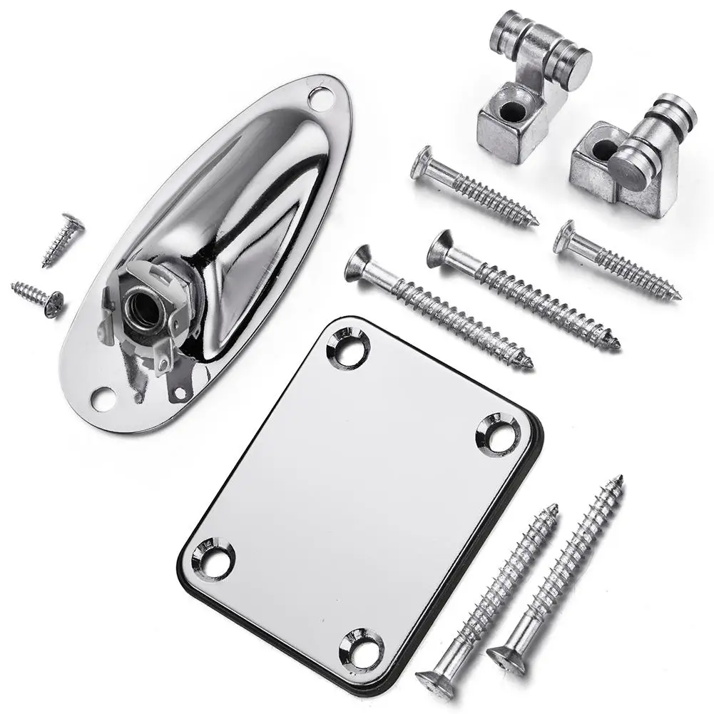 

1 Set Electric Guitar Roller String Tree String Retainer Neck Plate Loaded Jack Socket Plate For Guitar Replacement Parts