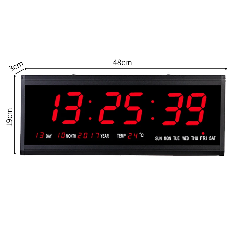 

High Quality Single Side Light Emitting Diode Digital Temperature Display Calendar Clock Electronic Wall Clock