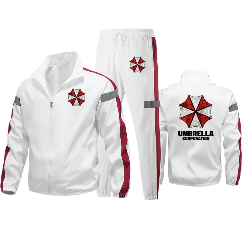 Outdoor Men\'s sportswear set (Jacket + Sweatpants) umbrella corporation print Zip-up Tracksuit Branded men\'s sweatshirt set