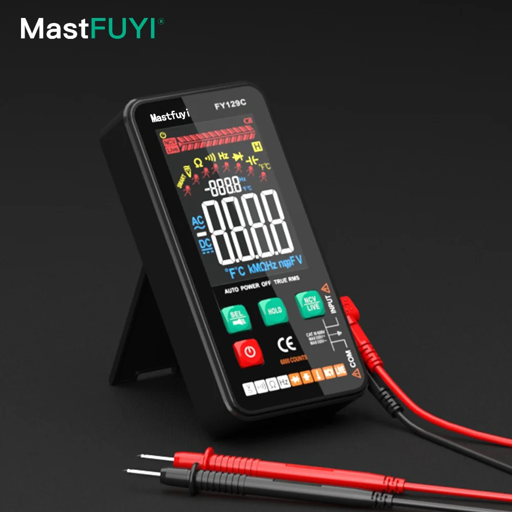 

MASTFUYI Digital Multimeter Smart Electrician Tester True RMS DC AC Voltage Capacitance Ohm Hz NCV Auto Range Tester Multimetro