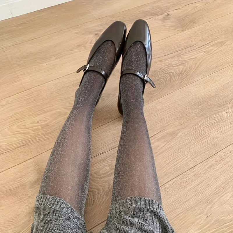 1Pairs Women's Glitter Sheer Tights, Sequin Fringe Shiny image 4