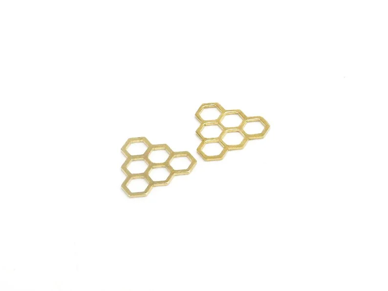 20pcs Honeycomb Earring Charm, Hexagon Brass Charms, Geometric Brass Connector, Beehive Findings, Jewelry Making R2218