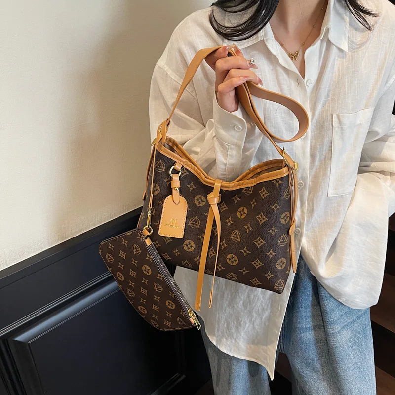 

​2025 New Vintage Monogram Underarm Bag for Women, Spacious Tote Shoulder Purse, Adjustable Crossbody Commute Daily Fashion Bag​