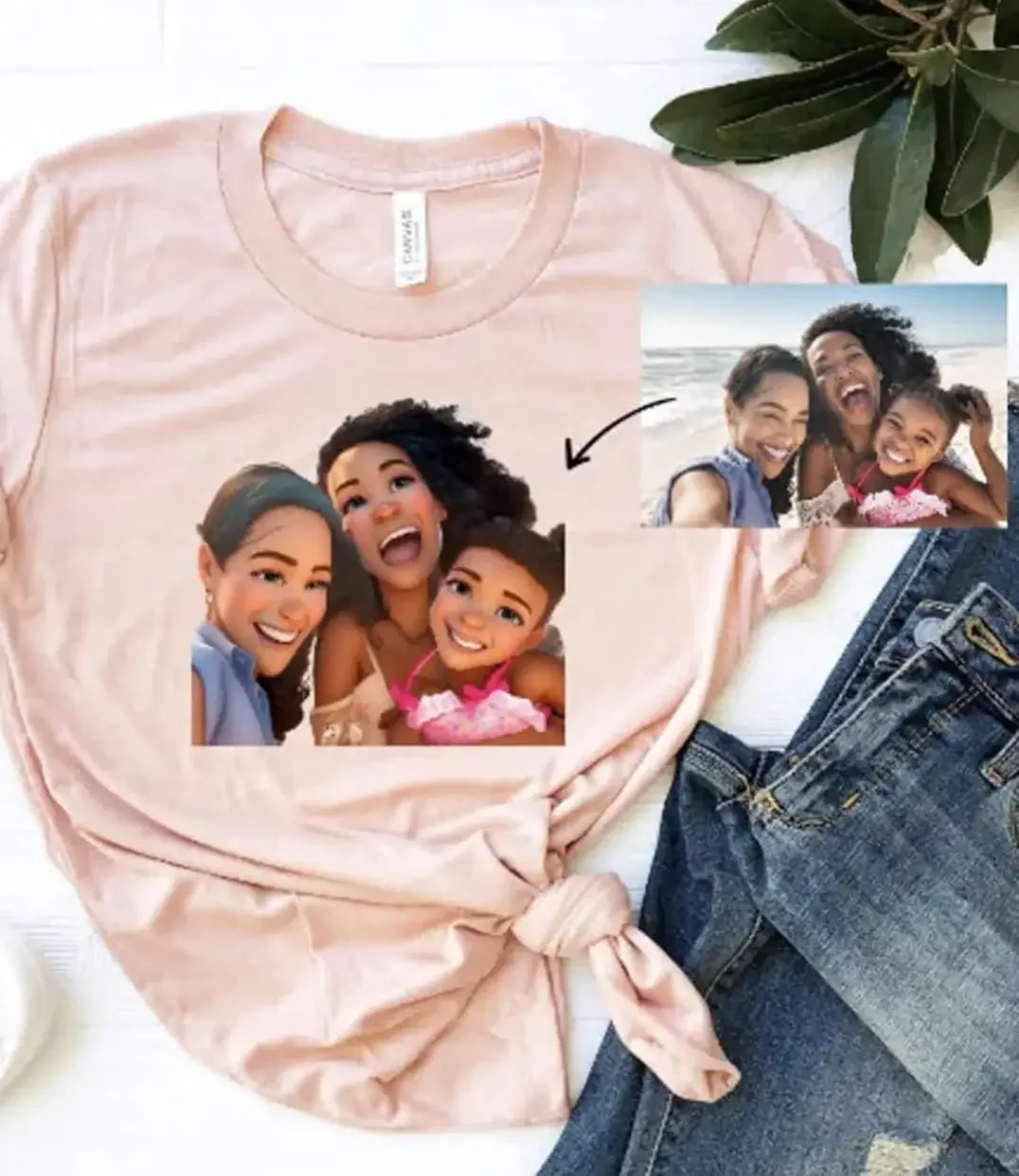 Custom Family Image Cartoon Design Tee Unisex Comfort Color Design Your Own Picture Shirts Personalized Gifts for Family Party