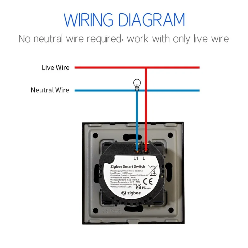 Bingoelec Zigbee Switch 1/2/3Gang Wall Touch Switches Without Panel Tuya Smart Life Alexa App Control DIY Functional Part