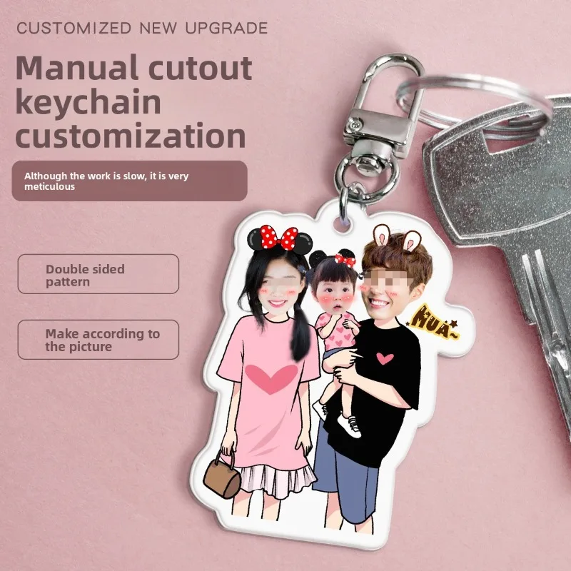 

Custom Photo Acrylic Keychain DIY Personalized Pendant for Parent Child Couple Gift Bag Charm