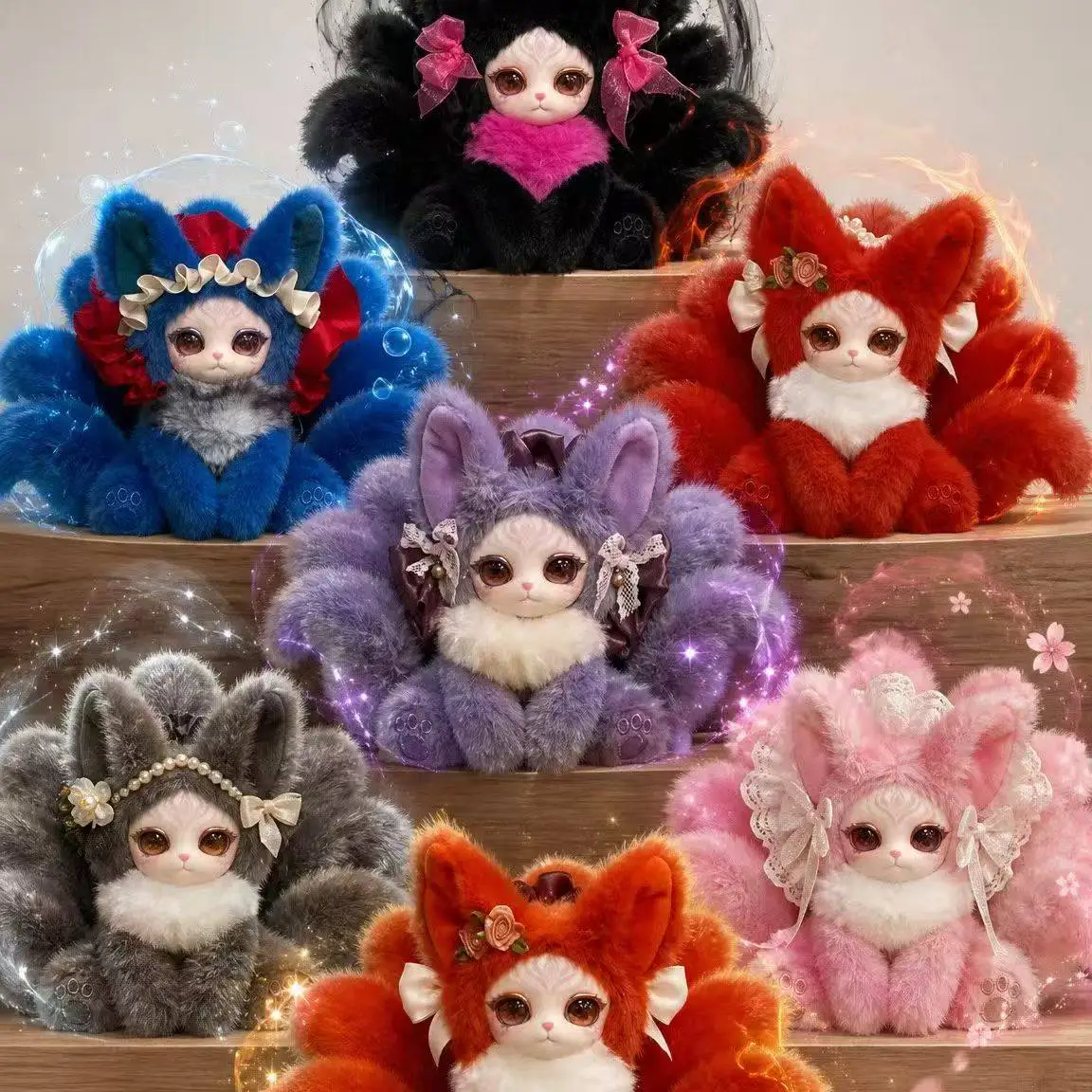 Fuyou Nine Tailed Fox Plush Toy Mini Blind Box Collectible Figurine Cute Stuffed Ornament Home Decoration Gift For Adult Ladies view 2