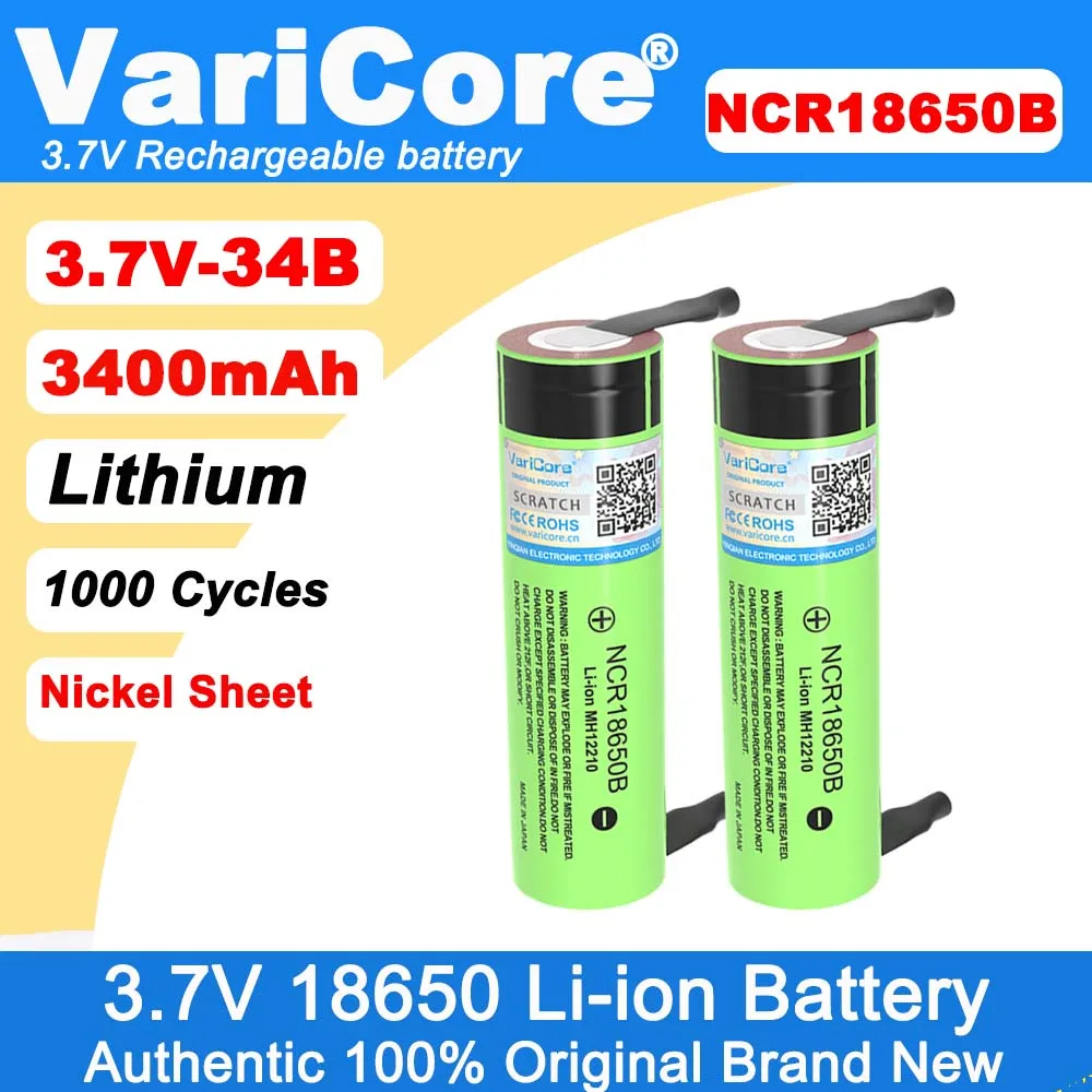 Liitokala 新オリジナル 18650 NCR18650B 充電式リチウムイオン電池 3.7V 3400mAh 電池 DIY ニッケルシート