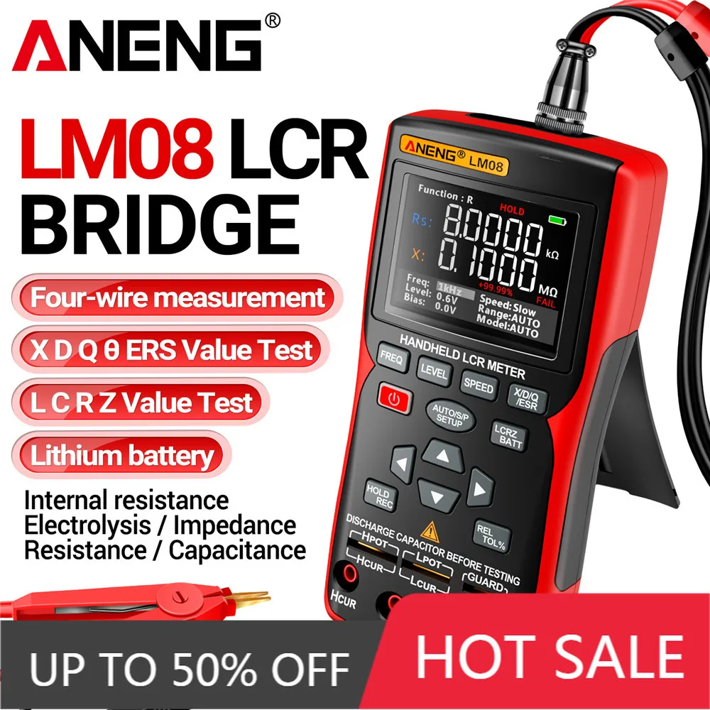 ANENG LM08 Medidor Digital LCR de Alta Precisão Portátil, Testador ESR, Medidor de Capacitância, Indutância e Resistência para Medição de Componentes