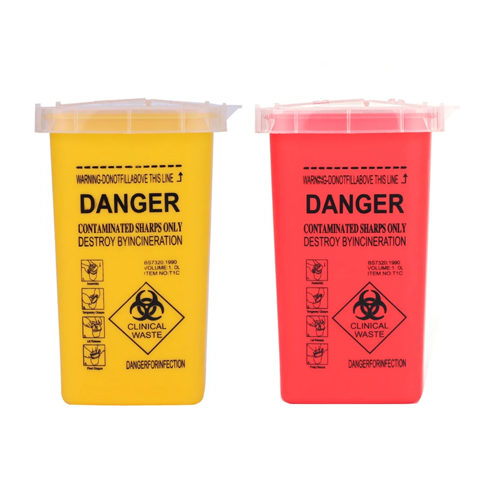 Tattoo Collection Bucket 1L Plastic Tattoo Sharps Bin Waste Box Disposable Needle Tips Recycling Peramemt Makeup Accessories