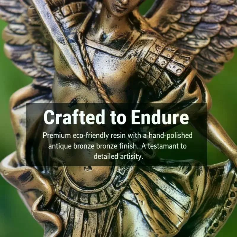San Miguel Arcangel Statue Retro Bronzed Saint Michael Angel Resin Figurine Home Blessing Decoration Desktop Ornaments