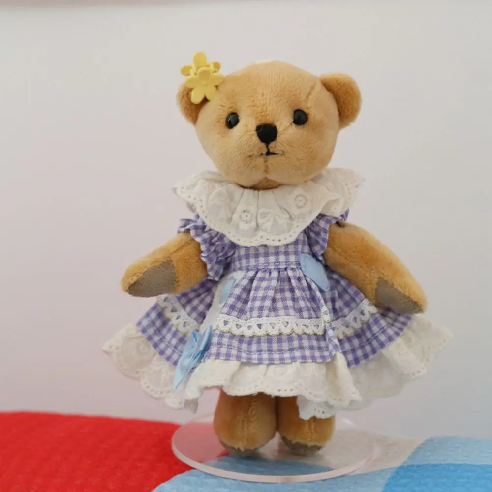 

Bear Decoration Bow Doll Dress Up Clothes Plaid Cotton Cute Exquisite Doll Skirt Mini Pink Kawaii Mini Doll Skirt BJD Doll
