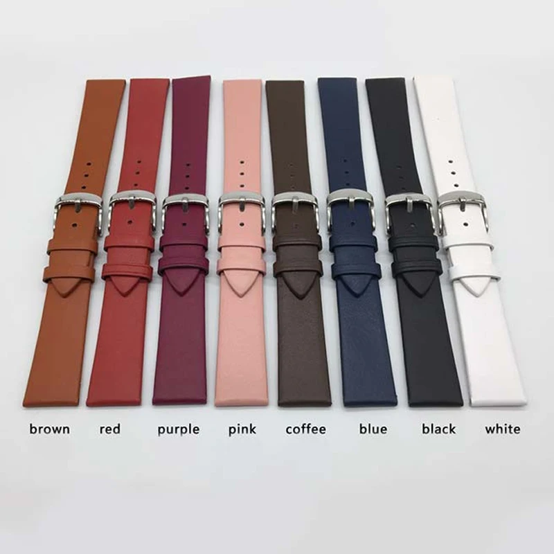 12mm 14mm 16mm 18mm 20mm 22mm Watchbands Genuine Leather Watch Band Straps Watch Accessories Women Men Brown Black Belt Band