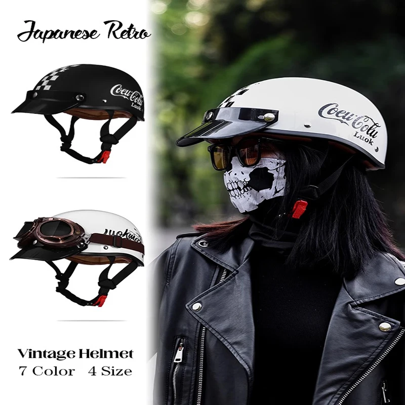 

VGV Vintage Motorcycle Helmets Men's and Women's Motorcycle Half-helmets Summer Helmet Scoop Helmet DOT ECE GB