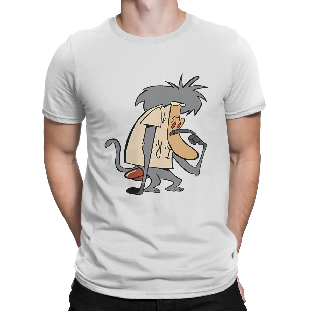 I R Baboon T Shirts for Men Pure Cotton Humor T-Shirt O Neck Cow And Chicken Cartoon Tees Short Sleeve Clothes 6XL