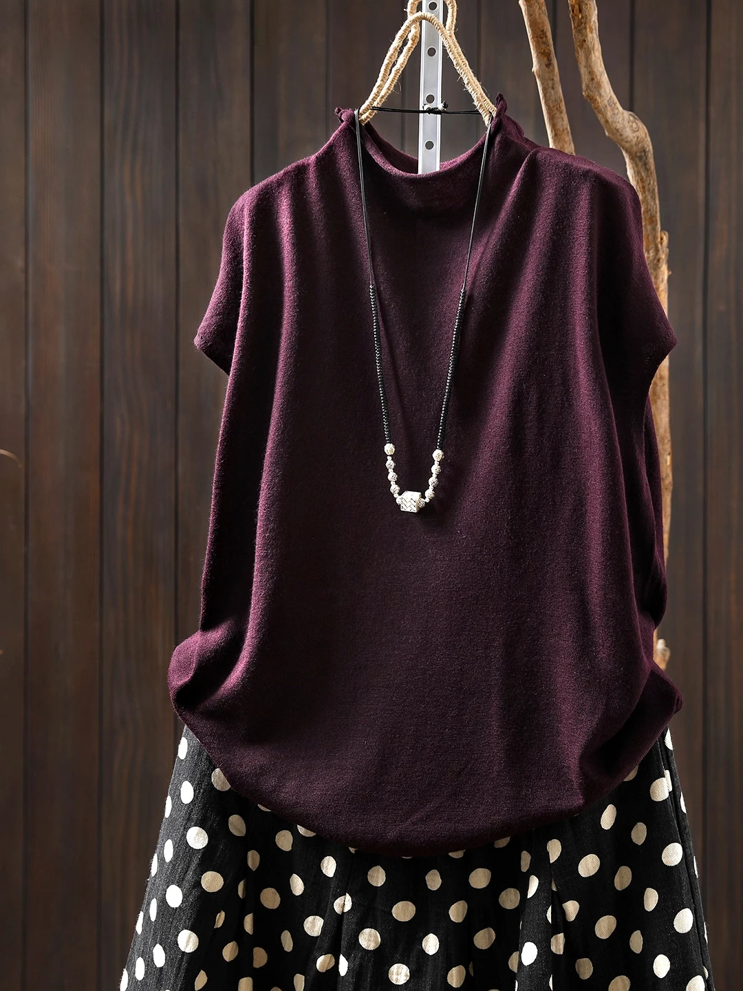 

plus Size 300 Pou Knitted Top ex Spring Autumn Svel f High Collar Cuffed American Retro Versatile T-irt Trendy