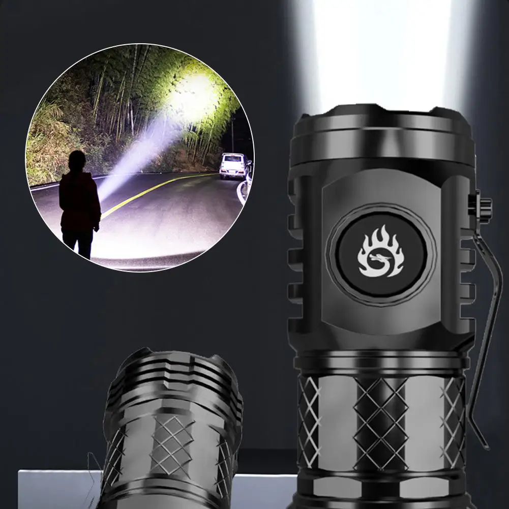 Three-eyed Mini Flashlight Super Power LED USB Rechargeable Tactical Pocket Flashlight Three Eye Long-range Lamp For Outdoor