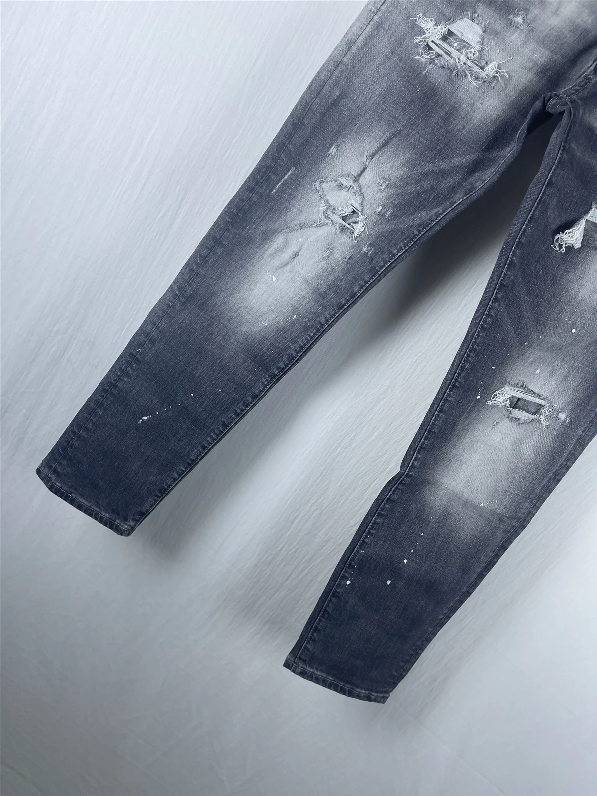 

Spring and Summer 6071 New Men's Jeans Washed Grinding Patch Paint Trendy Men's Letter Printing Slim-fit Micro-elastic Jeans for