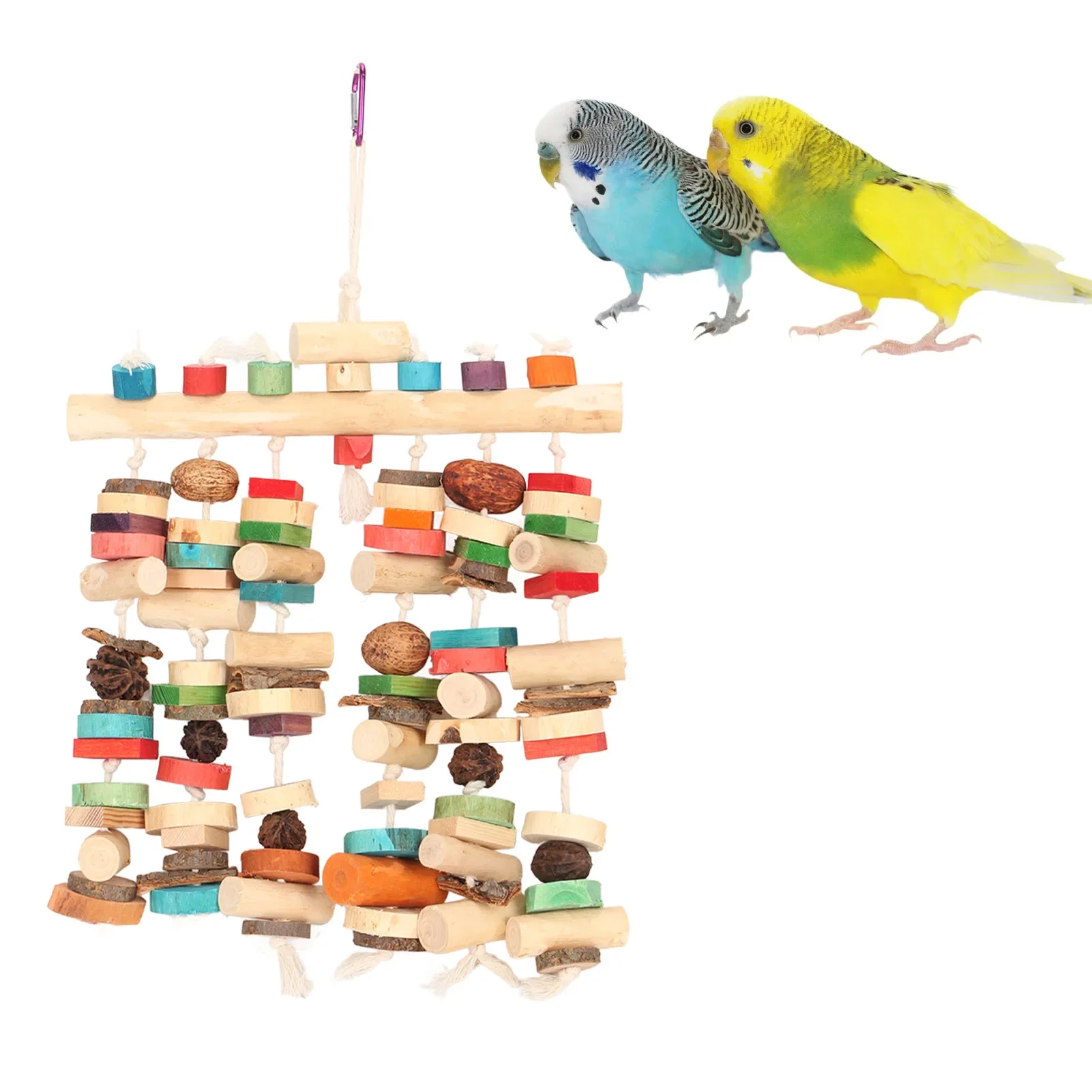 Bird Chewing Toys Logs Nuts Bark Cotton Rope Colorful Fun Relieve Boredom Interactive Decorative Parrot Bird Chewing Toys