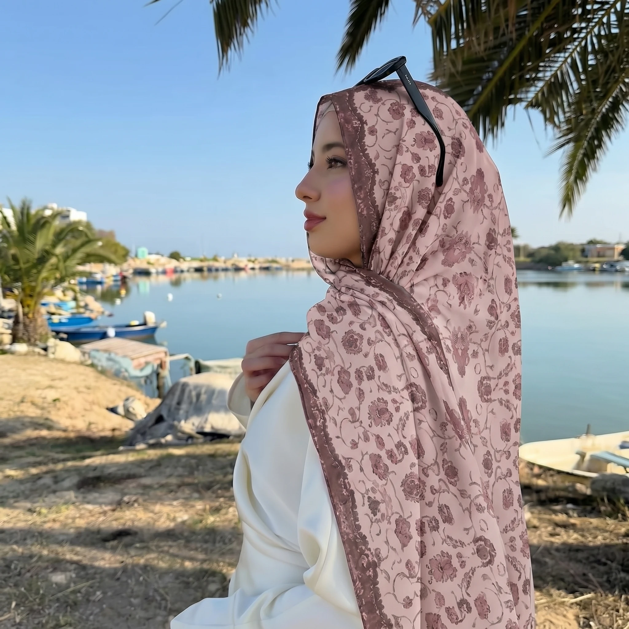 Women's Watercolor Hijab Scarf Bandana Headband Vintage Luxury Beach 180cm Long Handkerchief Bohemia Muslim Accessories 2026