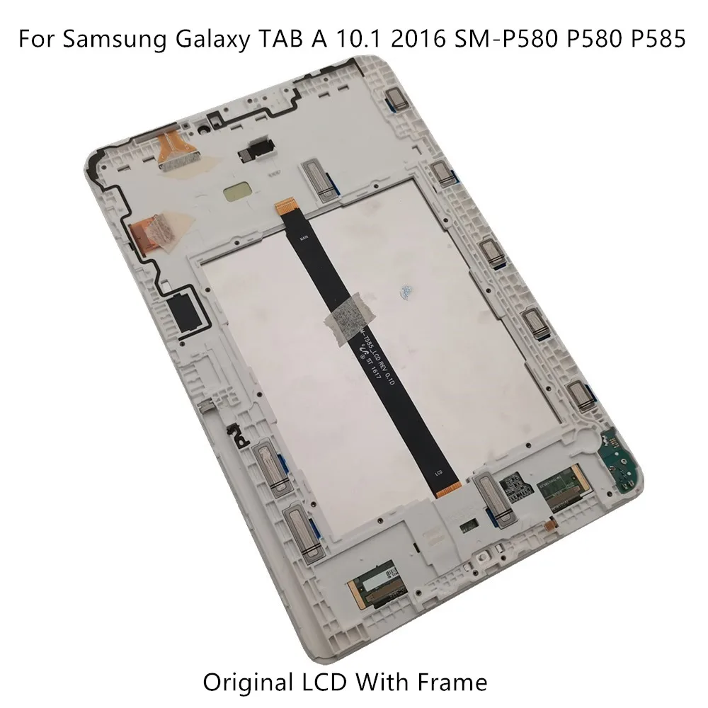 

For Samsung Galaxy TAB A 10.1 2016 SM-P580 P580 P585 SM-P585 LCD Display Touch Screen Digitizer Assembly With Frame Repair Parts