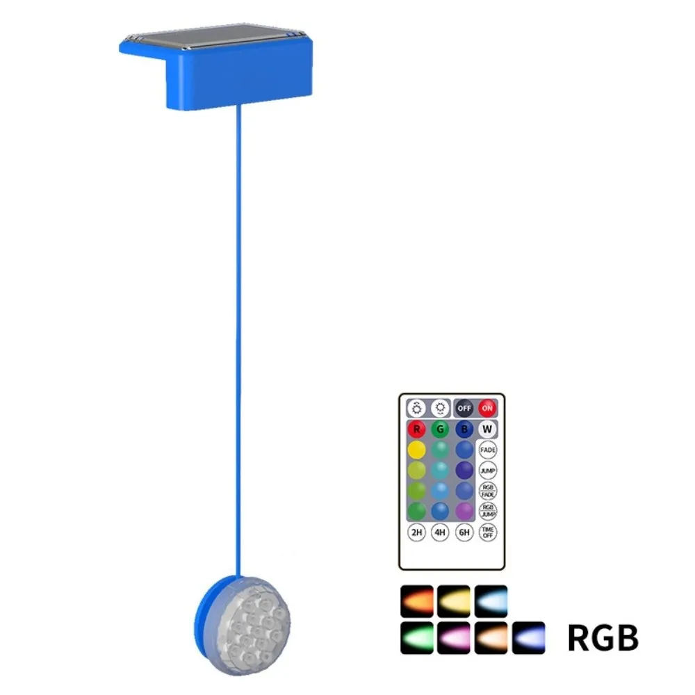 

Солнечный светодиодный светильник для бассейна с дистанционным управлением, RGB, таймер, 16 цветов, подводное освещение, регулировка яркости, кабель 96 см