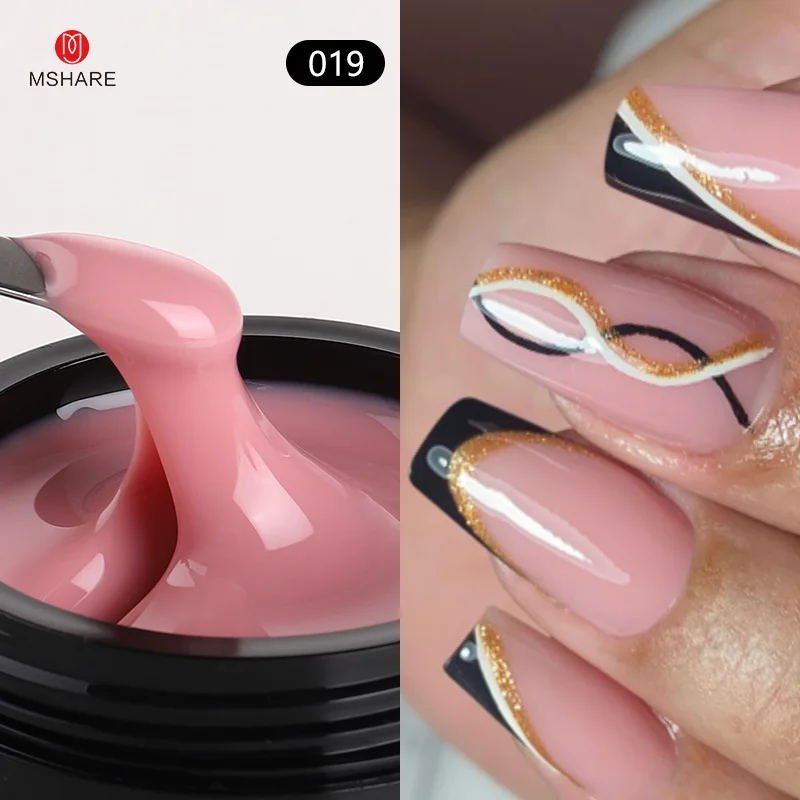 MSHARE 50 ml Baby Pink Builder Nails Gel Hema Tpo Free Gel Nail Construction Selbstnivellierendes Gel für Nagelverlängerung UV-LED