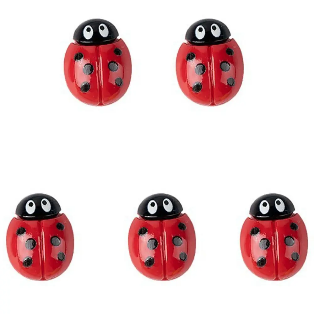 5pcs Creative Mini Resin Ladybug Handmade Resin Ladybug Miniatures Epoxy DIY Phone Case Patch