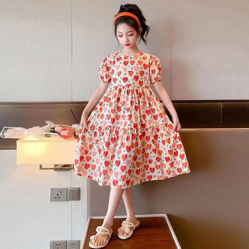 Summer Girls Dress 2024 Floral Pattern Beach Long Dress For Girl Bohemia Children Princess Dresses Costume Teen 8 10 12 14 Year