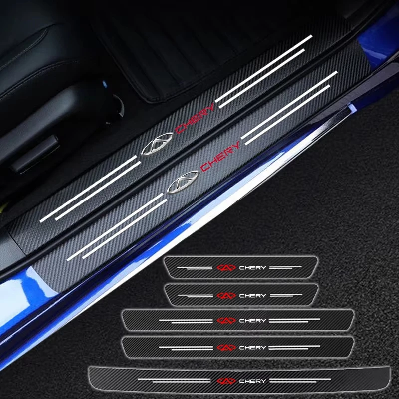 

Carbon Fiber Leather Door Sill Protector Anti-Scratch Stickers For Chery Tiggo 7 8 9 Pro 5X Omoda 5 Arrizo 8 5 Jaecoo 7 J7