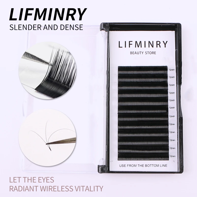 LIFMINRY 0.05,0.07 C/DEasy Fanning Eyelash Extension Fast Bloom Self Flowering Pre-bonded Volume Makeup Easyfan False Eyelashes