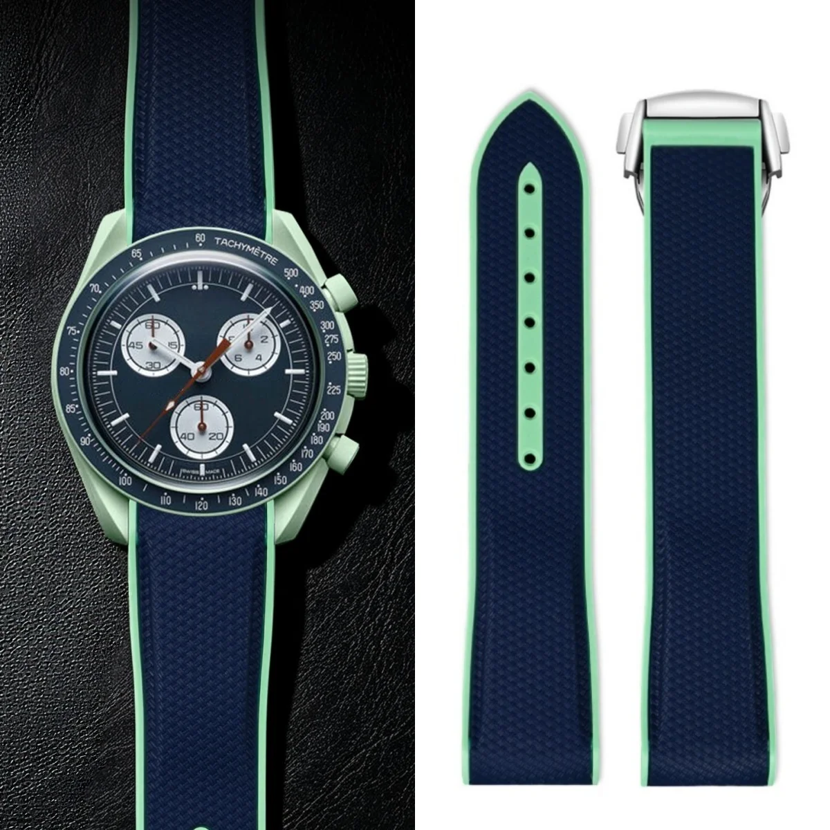 20-миллиметровый силиконовый ремешок для часов Omega X Swatch Joint MoonSwatch Seamaster 300, мягкий резиновый браслет для мужчин и женщин.