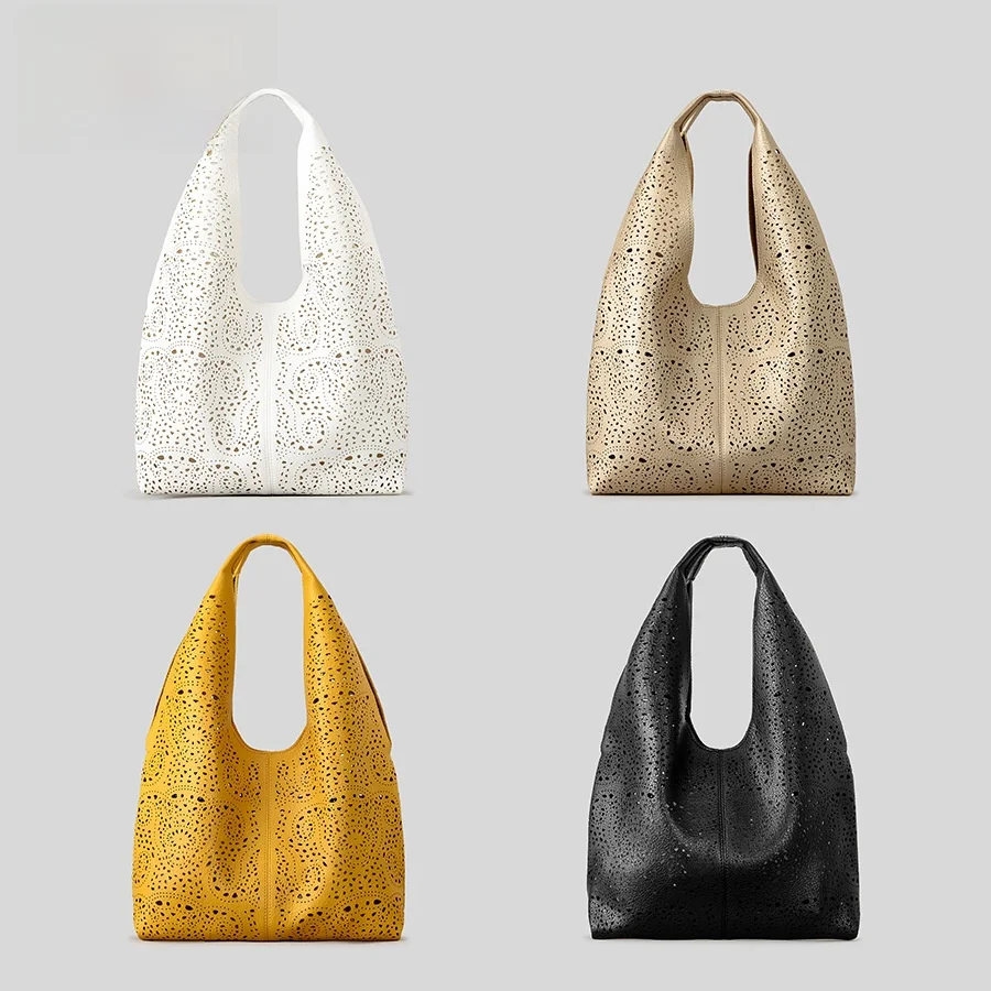 

Женская сумка большой вместимости из кешью 2025 года, дизайнерская роскошная брендовая мягкая кожаная сумка через плечо через плечо, повседневная сумка-ведро