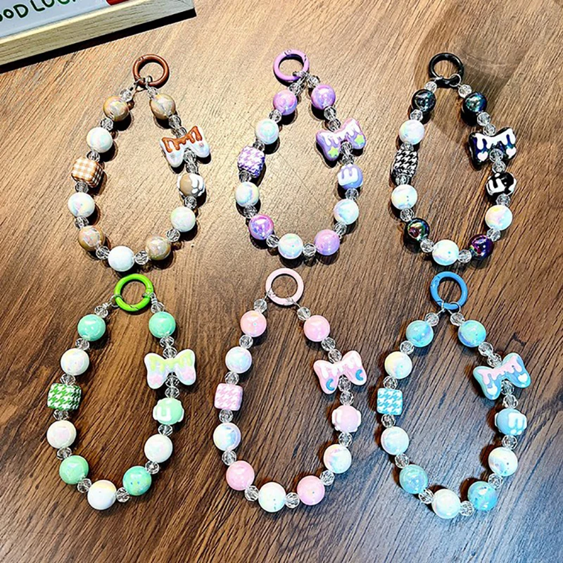 New Beading Mobile Phone Chain Mobile Chain Lanyard Macaron Color Phone Charm Rope Bag Pendant Cellphone Hanging Cord Girl