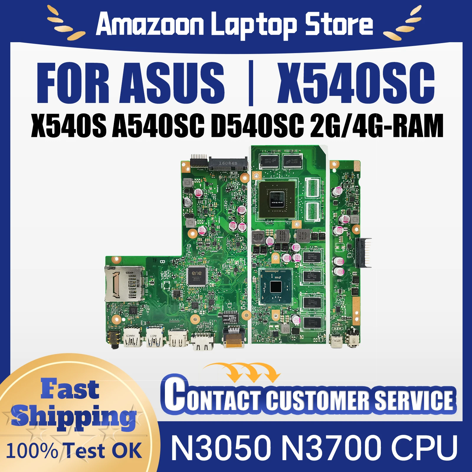 X540SC Mainboard For ASUS X540S A540SC D540SC R540SC F540SC Laptop Motherboard CPU N3050 N3700 2G/4G-RAM GT810M