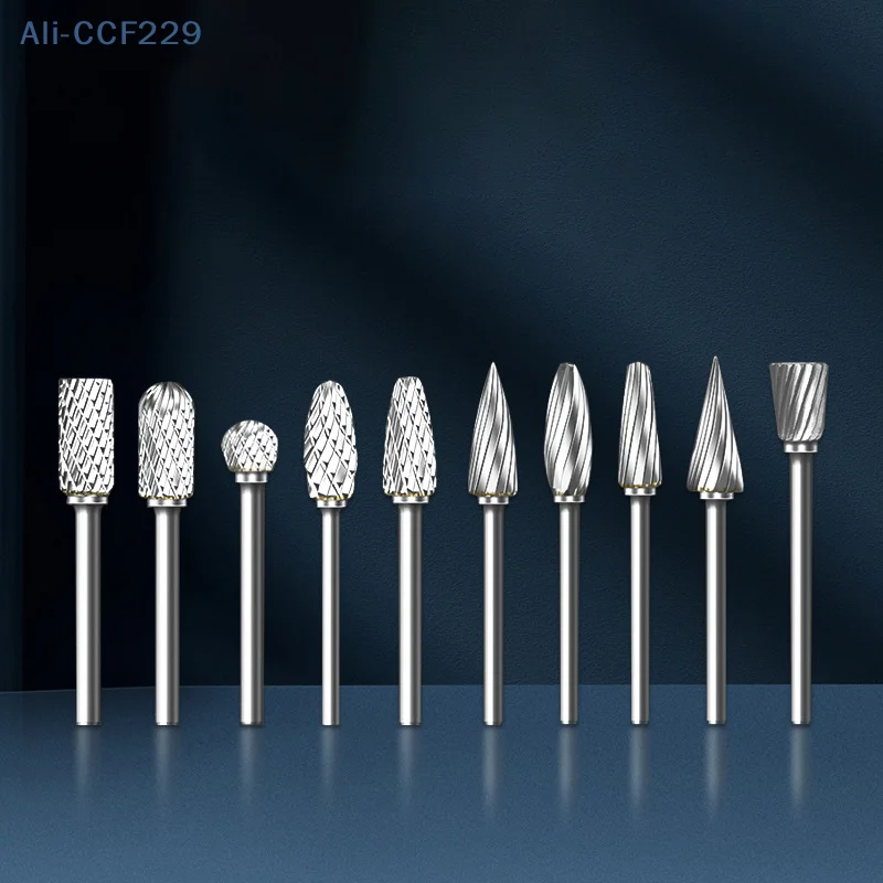 10pc Hard Alloy Rotary File 3*6 Double Grain Tungsten Steel Grind Head Electric Grind Mold Woodwork Grinding File Tool Set