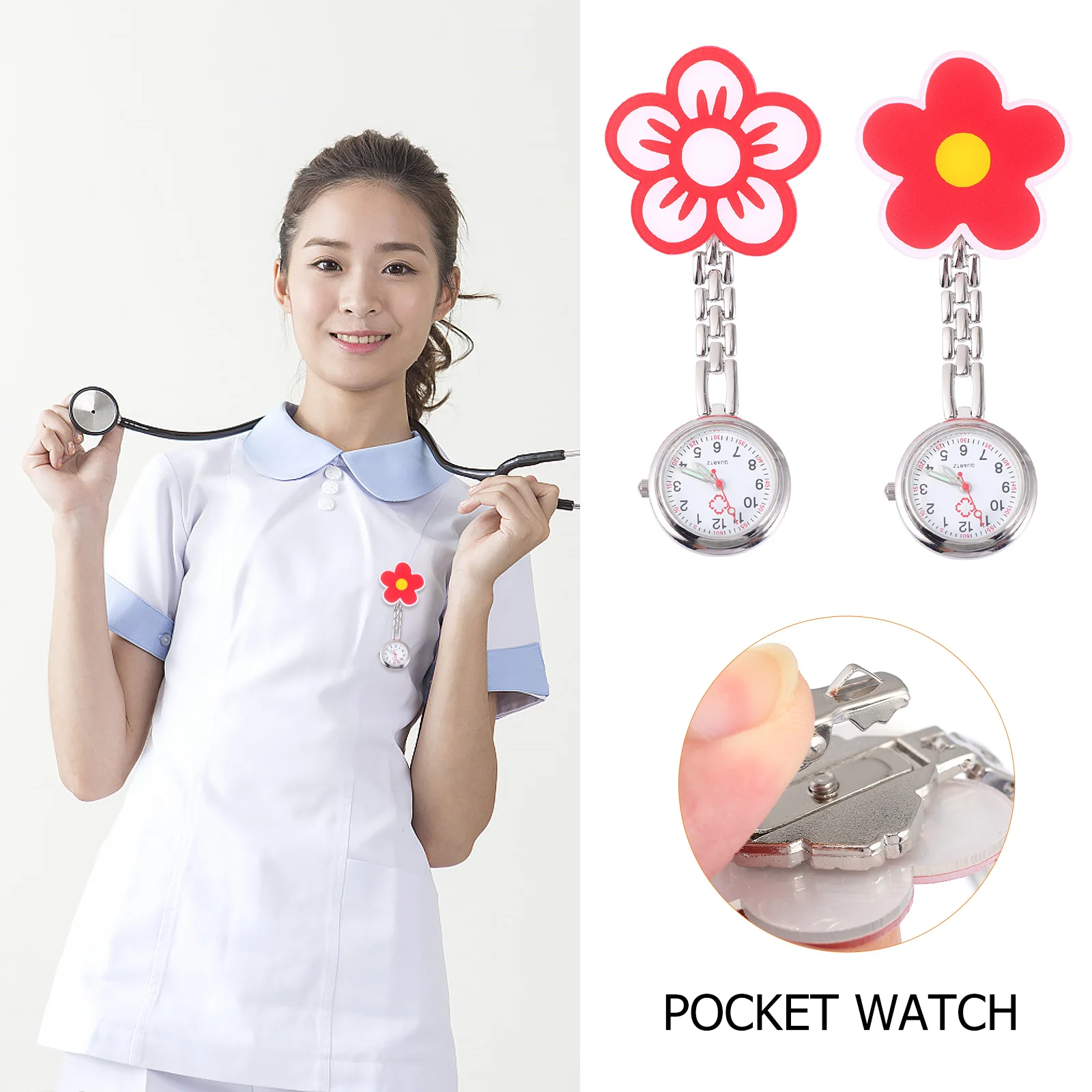 

2Pcs Nursing Watch High Quality Materials Durable Practical Easy Carry Clear Time Display Classic Stylish Design Luminous