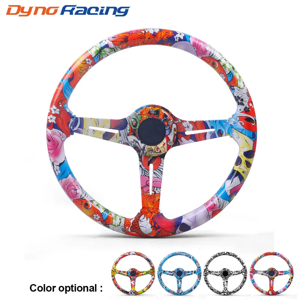 14inch 350MM Acrylic Mixed Pattern Steering Wheel & Horn Button 6 Holes Stylish Steering Wheel Depth 70MM BX102364