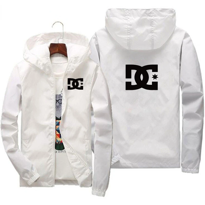 Brand Hooded Jacket Men's Printed DC Casual Zipper Sweatshirt Windbreaker Sportswear Fashion Male Coat Large Size