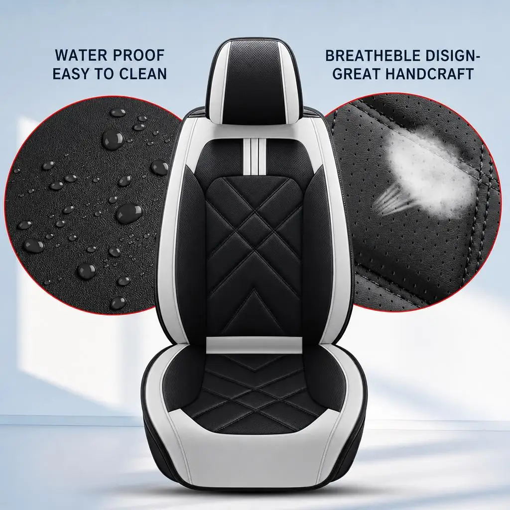 Anti-Slip  Breathable Car 5 Seat Cover For Toyota Camry 2007-2018 Front+Rear Seat Cushion Pad Full Set Adjustable Straps view 2