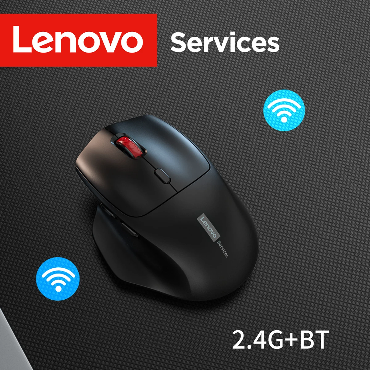 Wholesale Lenovo Ergonomic Wireless Mouse Dual Mode 2.4G Silent Noiseless Click Adjustable DPI 500mAh Charge Mice USB Receiver